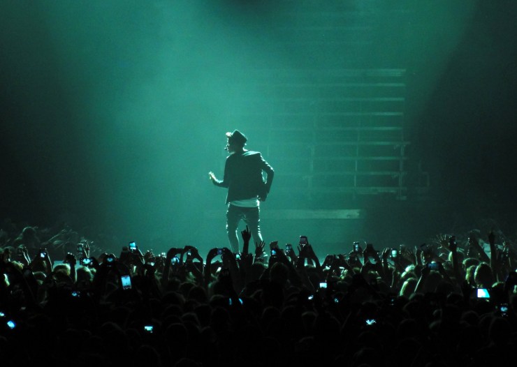 Justin Bieber in the stage light