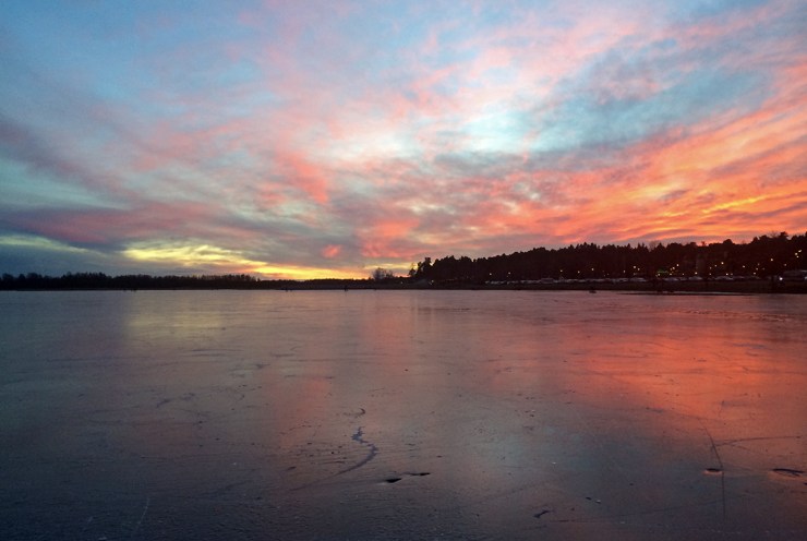 Solnedgång över isen